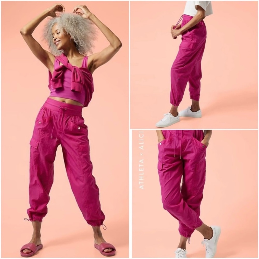 NWT Athleta x Alicia Keys Keys High Waist Utility Cargo Parachute Pant Size 16